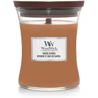 Woodwick Santal Myrrh tuoksukynttilä sisältää puusydämen 275 g