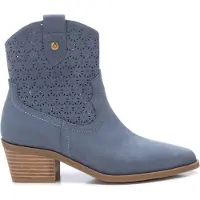 Xti for woman. 14388505-JEANS Leather ankle boots 143885 blue (40), 5 to 8 cm, Zip, Casual