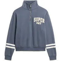 Superdry for woman. W2012197A Athletic Essentials half-zip sweatshirt with appliqué blue (S), Casual, Cotton