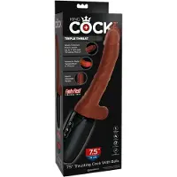 King Cock Plus 7,5 - realistinen vibraattori kiveksillä - ruskea