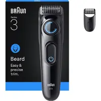 Braun Series 3 BT 3500 märkä- ja kuiva-ajoon -partatrimmeri, musta ja sininen