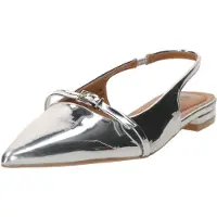 Bianco Biabari Pointy Flat Slingback Faux Leather - Silver - 36