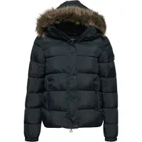 Superdry for woman. W5011178A Short intermediate wear hooded jacket black (L), Casual, Nylon