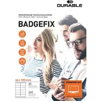 Durable 836302, Nimikyltti, Vaakataso, Valkoinen, 105 mm, 46 mm, 240 kpl