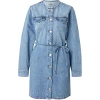 ONLY Onlminnie No Collar Belt Denm Dress - Blue - S