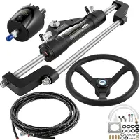 Vevor hydraulinen veneen ohjaussarja, 300 hv:n hydraulinen ohjauspumppu, alumiiniseoksesta valmistettu ohjaussylinteri, 13,5 tuuman ohjauspyörä ja 10 tuuman hydraulinen ohjausletku veneen ohjausjärjes