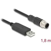 DeLOCK – M12 Sarjaliitäntäkaapeli FTDI-piirisarja, USB 2.0-A uros M12 RS-232 uros 1,8 m Musta (64257)