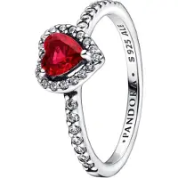 Pandora Heart Sterling Silver Ring With Cherries Jubilee Red Crystal And Clear Cubic Zirconia - Red - 58