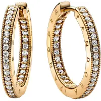 Pandora Signature Logo & Pave kullatut korvarenkaat 262738C01