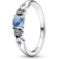 Pandora Disney Aladdin Jasmine Sterling Silver Ring With Icy Blue Crystal And Moonlight Blue Crystal - Blue - 56
