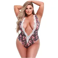 Baci Plus Size - pitsibody kukkakuviolla - iso koko