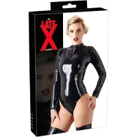 Late X Latex-pitkähihainen naisten body (musta) - 2XL