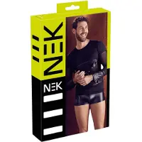 NEK - pitkähihainen ristiolkaintoppi miehille (musta) - M