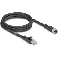 DeLOCK 80590, 2 m, Cat5e, S/FTP (S-STP), M12, RJ-45, Musta