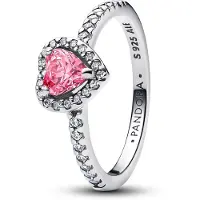 Pandora Heart Sterling Silver Ring With Fancy Pink And Clear Cubic Zirconia - Pink - 52
