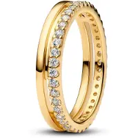 Pandora 14K Gold-Plated Ring With Clear Cubic Zirconia - Gold - 54
