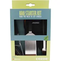 Cozze BBQ set 4 parts: Spatula Tongs Grill brush & Grill glove