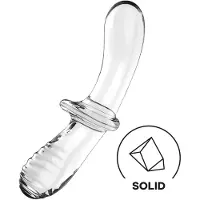 Satisfyer Double Crystal - kaksipäinen lasidildo - läpinäkyvä