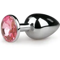 EasyToys Metal No.1 - anustappi, kartiomainen, vaaleanpunaisella kivellä (hopea, 2,7 cm)