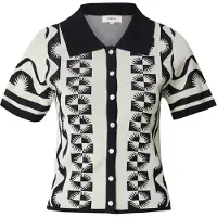 Suncoo Paris Gabera - Black And White Jacquard Polo Jumper - Cream - XS