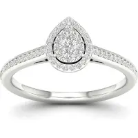 Lykken Elegance valkokultainen timanttisormus 0,25 ct pisara-190