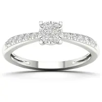 Lykken Elegance valkokultainen timanttisormus 0,20 ct sivukivellinen halo-160