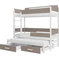 ADRK Furniture Kerrossänky Queen patjoilla, 80x180 cm, valkoinen/ruskea