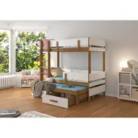 ADRK Furniture Kerrossänky Etapo 80x180 cm, ruskea/valkoinen