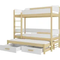 ADRK Furniture Kerrossänky Queen patjoilla, 80x180 cm, valkoinen/ruskea