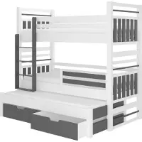 ADRK Furniture Lasten sänky Hippo 208 x 97 x 17 5cm, valkoinen/harmaa