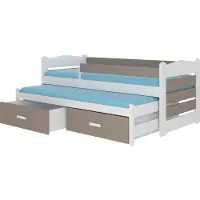 ADRK Furniture Tiarro Lastensänky 90x200 cm sivusuojalla valkoinen/vaaleanruskea