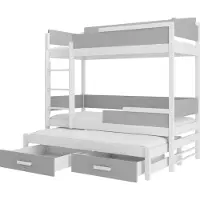 ADRK Furniture Kerrossänky Queen patjoineen, 80x180 cm, valkoinen/harmaa