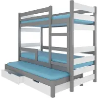 ADRK Furniture ADRK Huonekalut Karlo-kerrossänky, harmaa/valkoinen