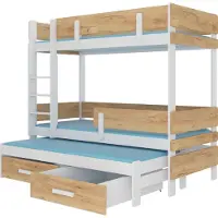 ADRK Furniture Kerrossänky Etapo 80x180cm, valkoinen/ruskea