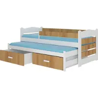 ADRK Furniture Tiarro Lastensänky 80x180 cm sivusuojalla valkoinen/ruskea