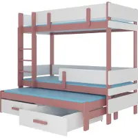 ADRK Furniture Kerrossänky Furniture Etapo, 80x180 cm, valkoinen/vaaleanpunainen