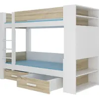 ADRK Furniture Kerrossänky Garet, 90x200 cm, valkoinen/ruskea