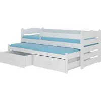 ADRK Furniture Lasten sänky turvalaidalla ja patjalla Tiarro 80x180 cm, valkoinen
