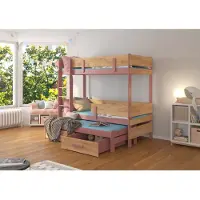 ADRK Furniture Kerrossänky Etapo 90x200cm, roosa/ruskea