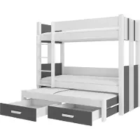 ADRK Furniture Kerrossänky Artema patjoilla, 80x180 cm, valkoinen/harmaa