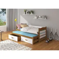 ADRK Furniture Lastensänky Tiarro 90x200 cm, tummanruskea/valkoinen