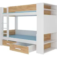 ADRK Furniture Kerrossänky Garet 80x180 cm, valkoinen/ruskea