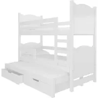 ADRK Furniture Leticia, Kerrossänky 180x75/172x75 cm, valkoinen