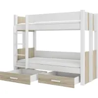 ADRK Furniture Kerrossänky Arta patjoilla, 80x180 cm, valkoinen/ruskea