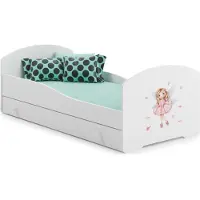 ADRK Furniture Sänky Pepe Girl with Wings, 140x70 cm, valkoinen