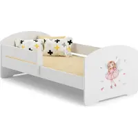 ADRK Furniture Sänky Pepe Barrier Girl with Wings, 140x70 cm, valkoinen