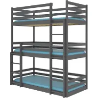 ADRK Furniture Tedro lasten kerrossänky, 210 cm x 97 cm x 208 cm, harmaan värinen