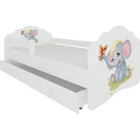 ADRK Furniture Lastensänky Casimo Elephant, 80x160 cm, valkoinen