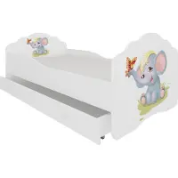 ADRK Furniture Lastensänky Casimo Elephant, 80x160 cm, valkoinen