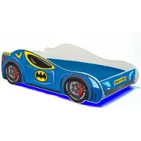 ADRK Furniture Lasten sänky Led Batcar, 80x160 cm, sininen